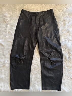 Nili Lotan Shon Leather Pants Black Size 8